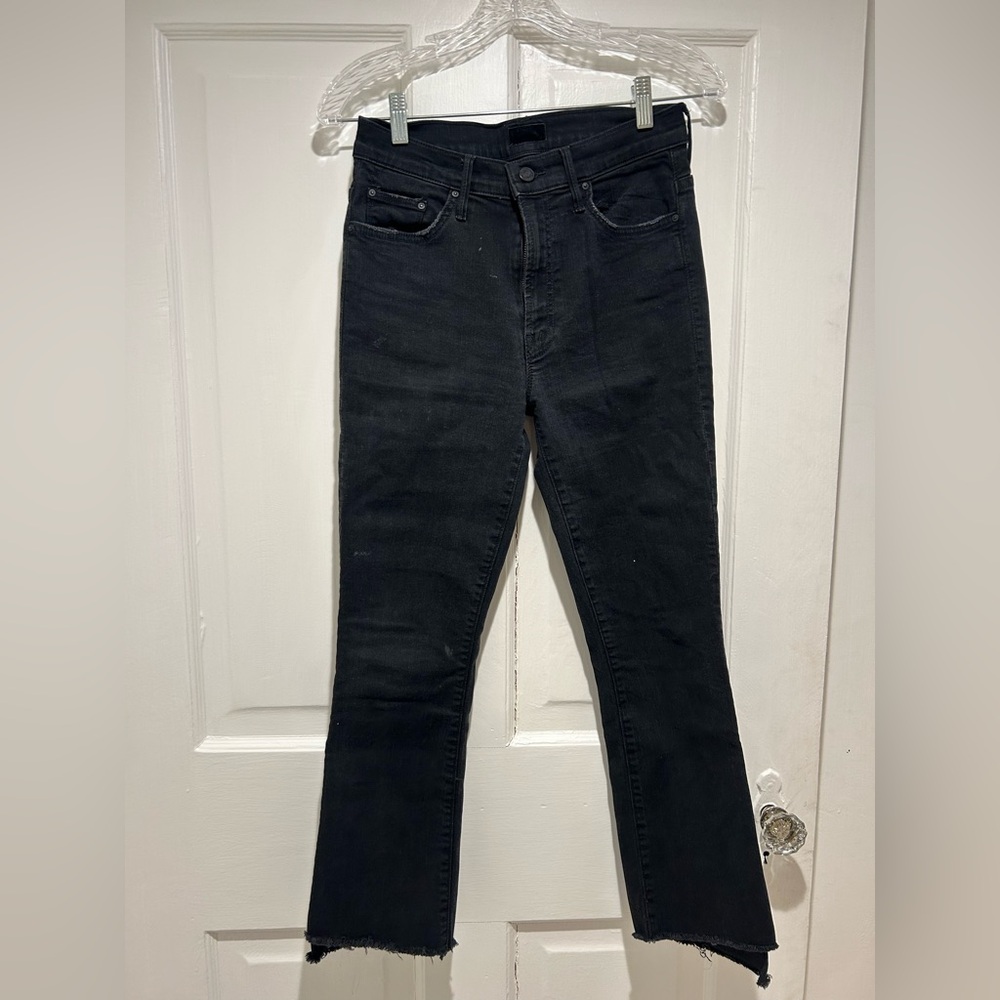 MOTHER *The Insider Crop Step Fray* Black Jeans